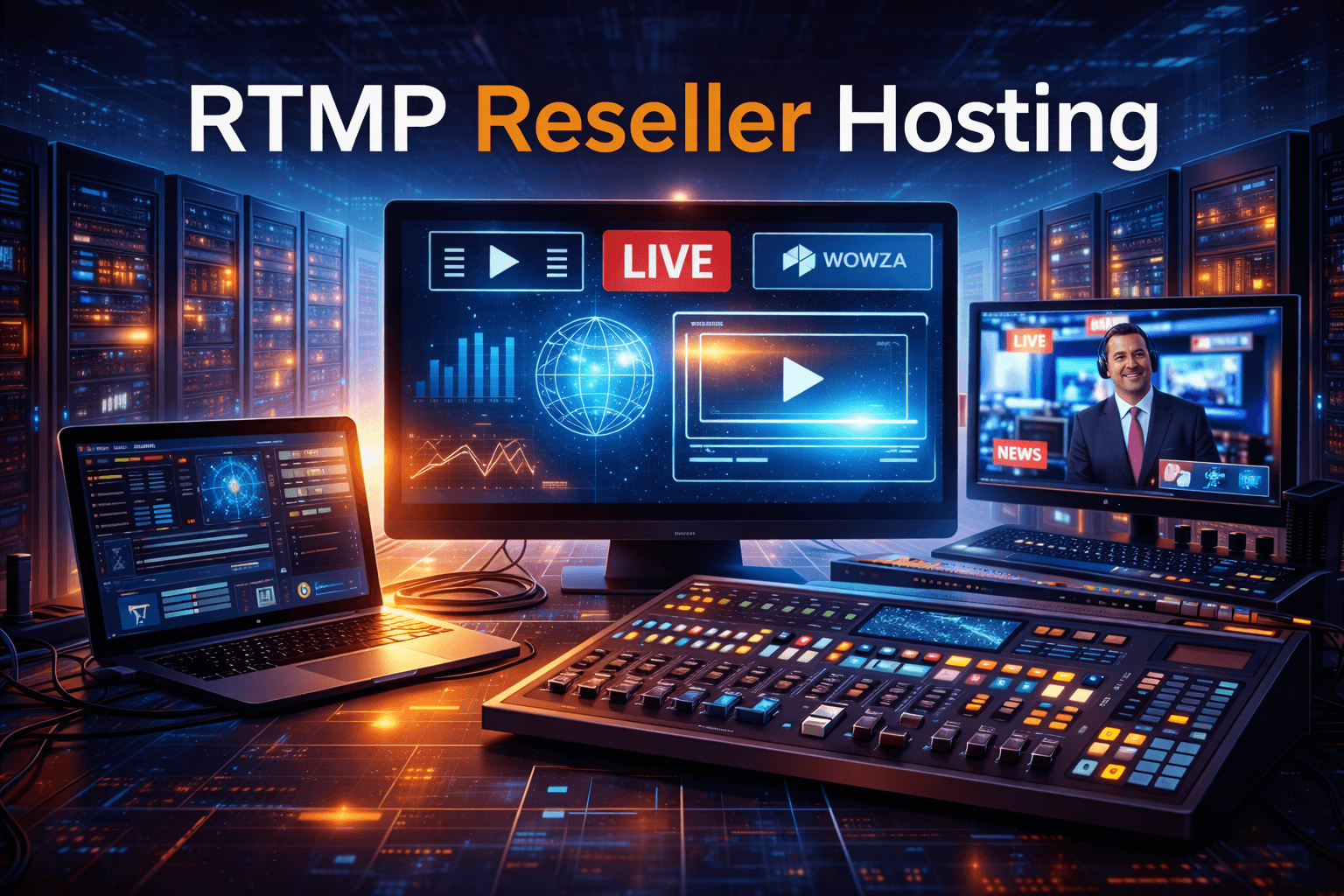 RTMP reseller hosting for live streaming and online TV using FFmpeg and Wowza